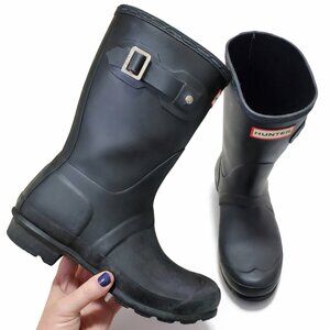 HUNTER Original Short Boot Rubber Welly Wellington Spring Matte Black Women's 6